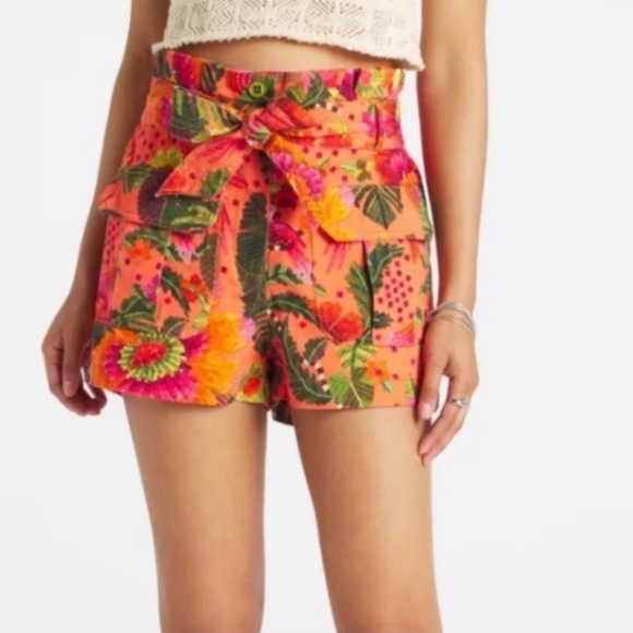Farm Rio Blooming Garden Orange Shorts Size S - NWT